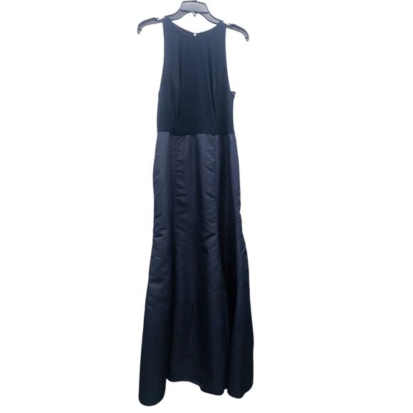 Alfred Sung D737 Jersey Bodice Mikado Trumpet Gown 10 Midnight Blue No Belt - Picture 3 of 6